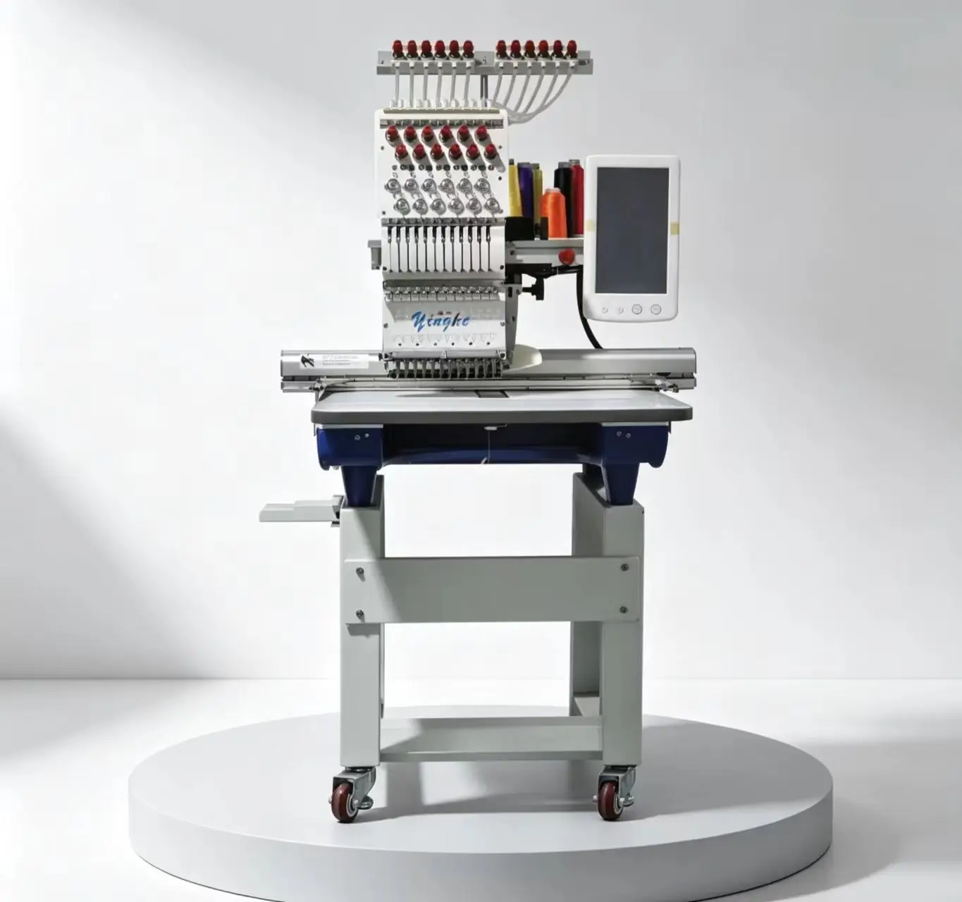Dependable 1201 Computer Embroidery Machine 1 Head 12 Needles Multi Material For Socks Jeans Cap T Shirt Pattern Making