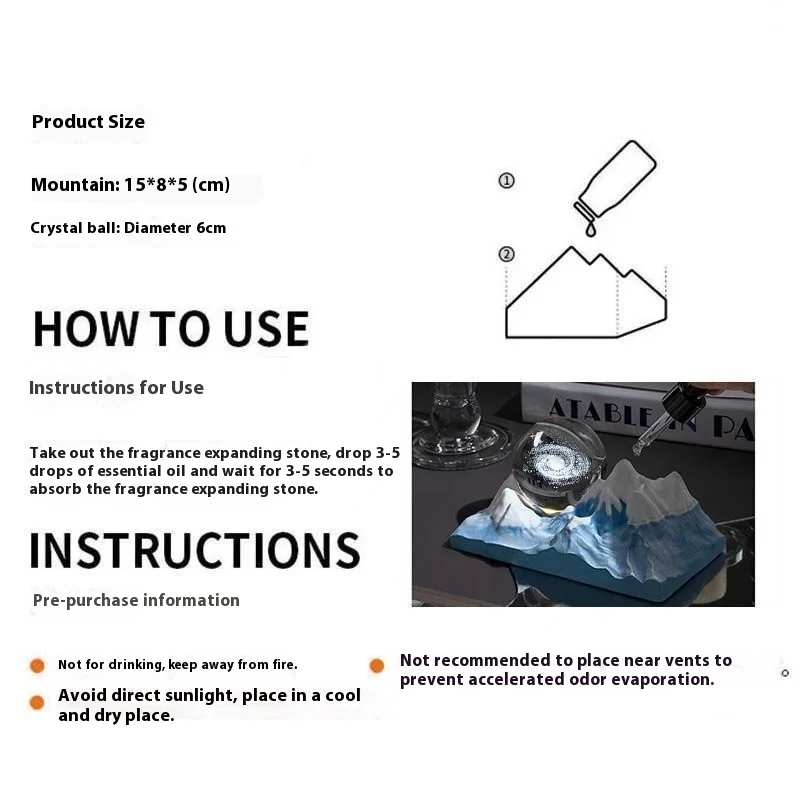 갤럭시 아로마 테라피 그라디언트 블루 디퓨저 스톤 장식 선물 남성과 여성 선물 상자 생일 졸업 선물 야간 조명