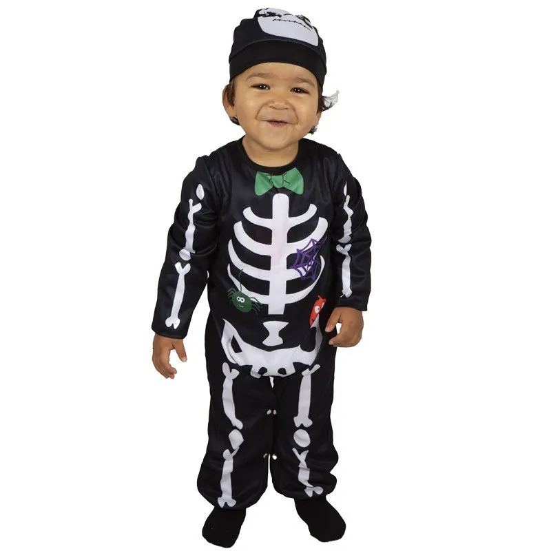 

Детский комбинезон со скелетом на Хэллоуин, наряд для выступлений, одежда для вечеринок, универсальный костюм для маленьких детей