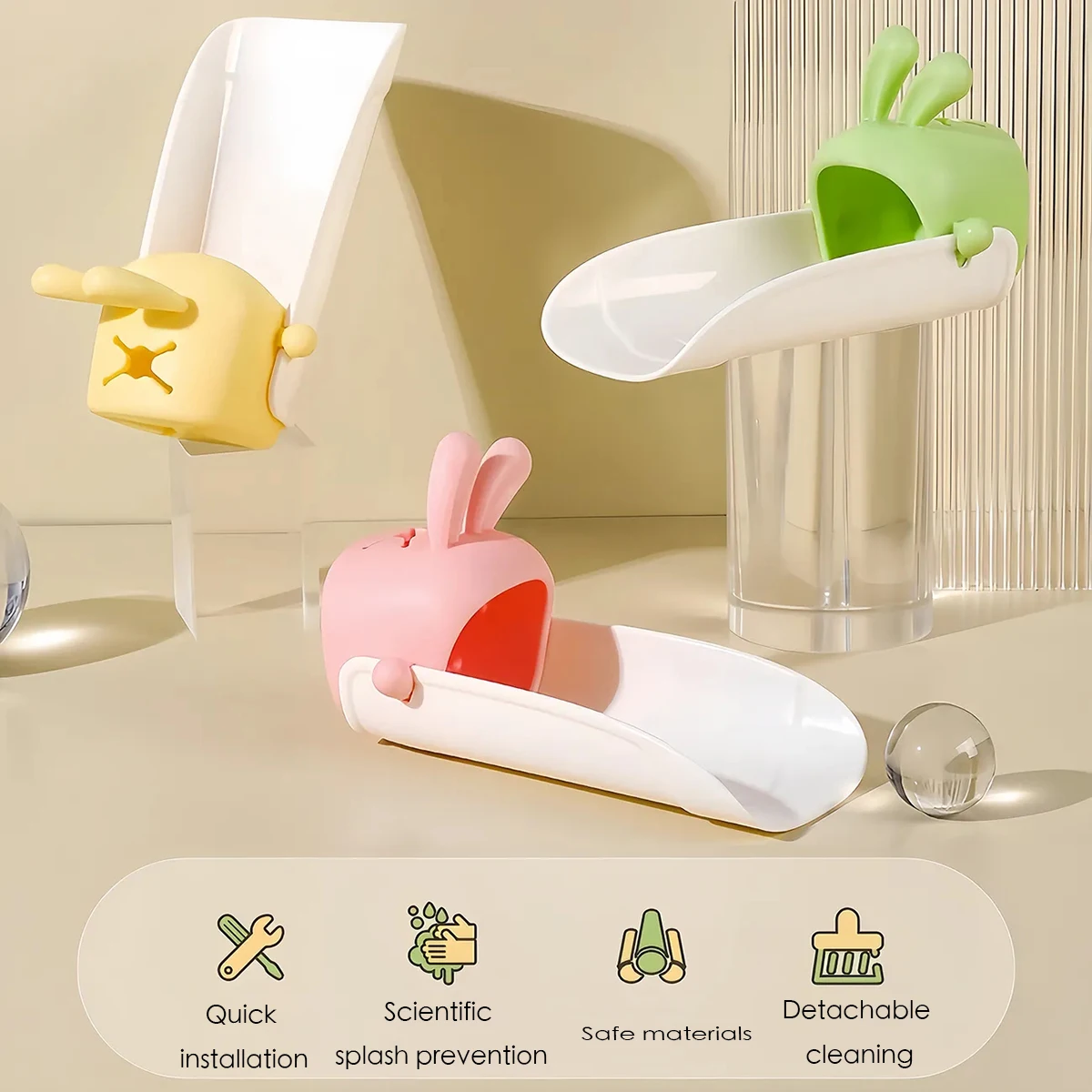 1Pc Faucet Extender Splash-proof U-shaped Cute Bunny Design Adults Children A Bathroom Handwashing Toy Kids Hand Washing Device