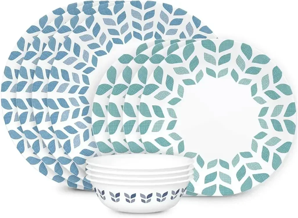 

Vitrelle 12-Piece Glass Dinnerware Set Service for 4, 10.25" Dinner Plates, 8.5" Salad Plates, 18-Oz Soup Cereal Bowls