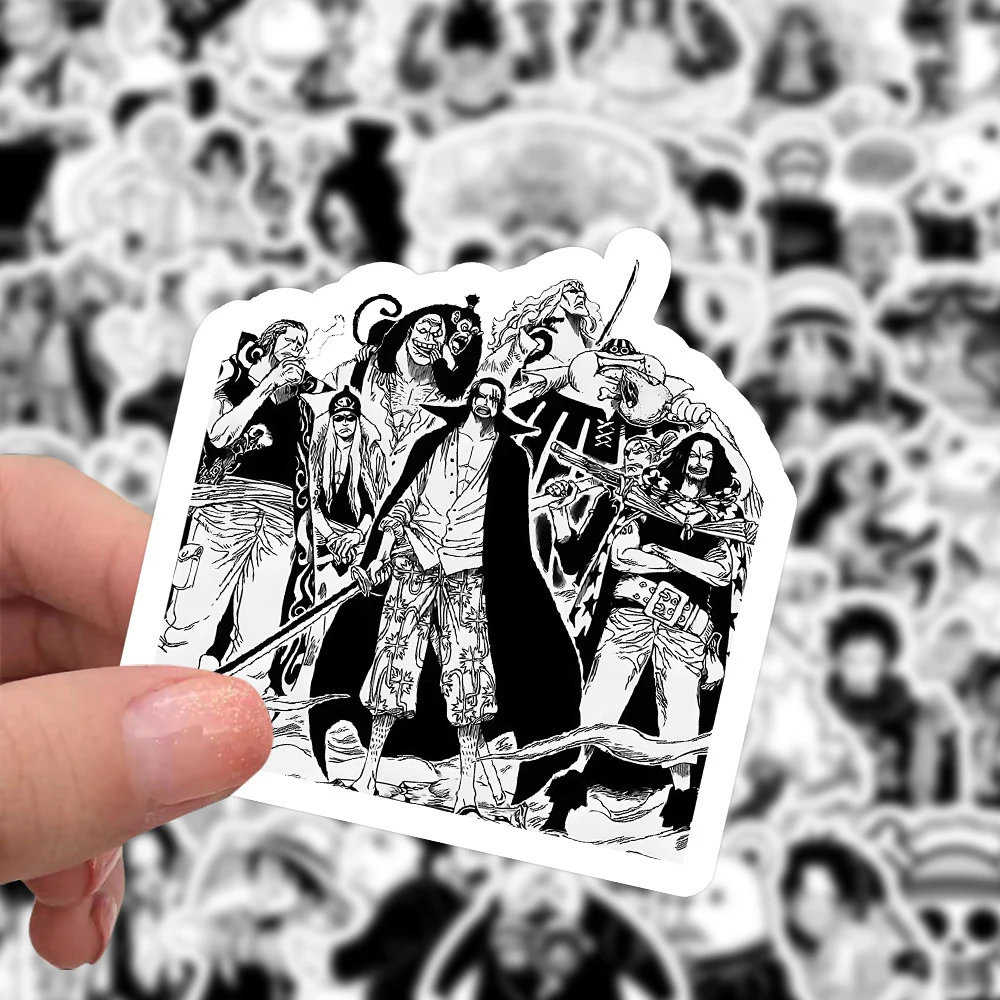 

10/30/50/100pcs ONE PIECE Anime Black White Stickers Cool Luffy Zoro Cartoon Decals for Skateboard Laptop Luggage Sticker Decor