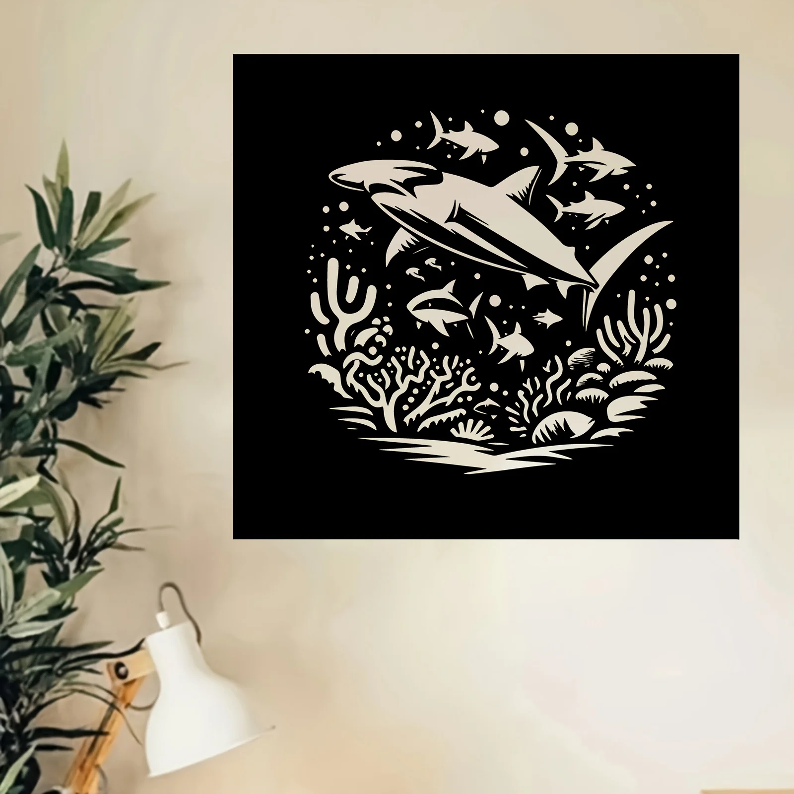 Brand Shark Metal Wall Art Iron Wall Decor Ocean Pattern Creative Hanging Ornament For Living Room Home Artistic Ironwork