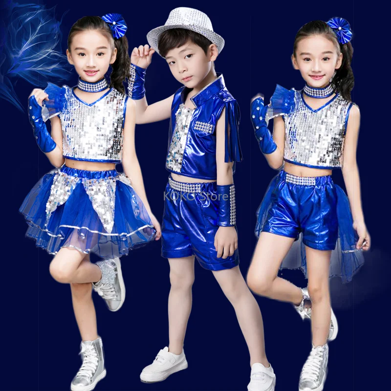 Children's Performance Clothing Kindergarten Dance Girls Pom Pom Skirt Junior Jazz Dance Sequins Performance Clothing costumes