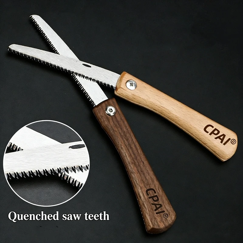 4pcs Walnut Wood Handle Mini Folding Saw, Portable Small Hand Saw for Woodworking, Camping & DIY Craft Projects