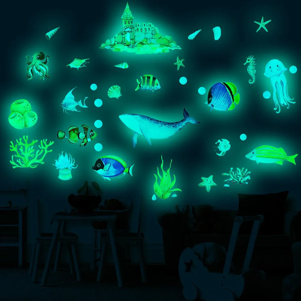 3D Luminous Castle Moon Wall Stickers Home Decor DIY Decals Kids Room Decoration Fluorescent Unicorn Glow in The Dark Stickers