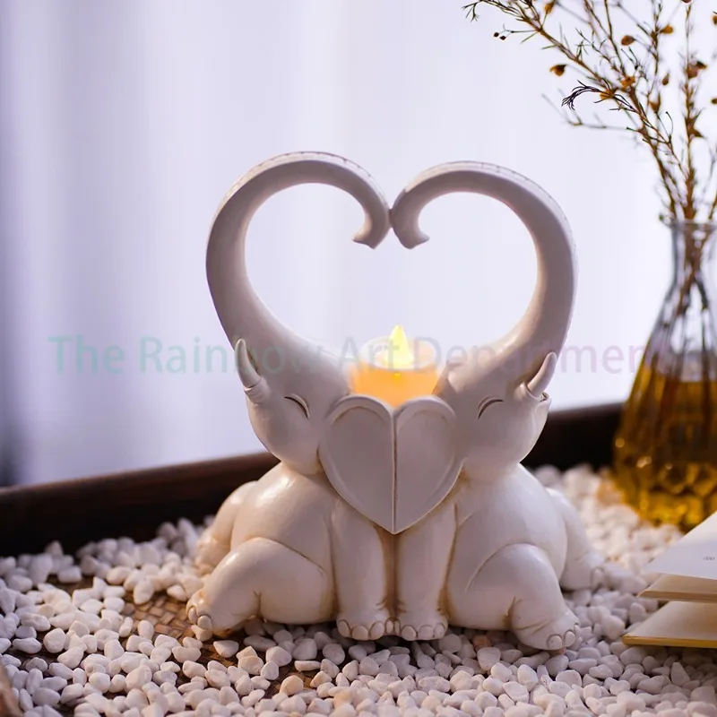 European-style luminous couple like candle holder ornament resin handicraft creative home living room dining room cute animal