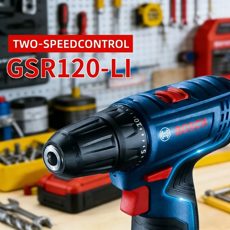 Bosch GSR120-LI 12V Drill, High-Efficiency Motor, Ideal for Furniture Assembly, Wood Drilling & Metal Screwing