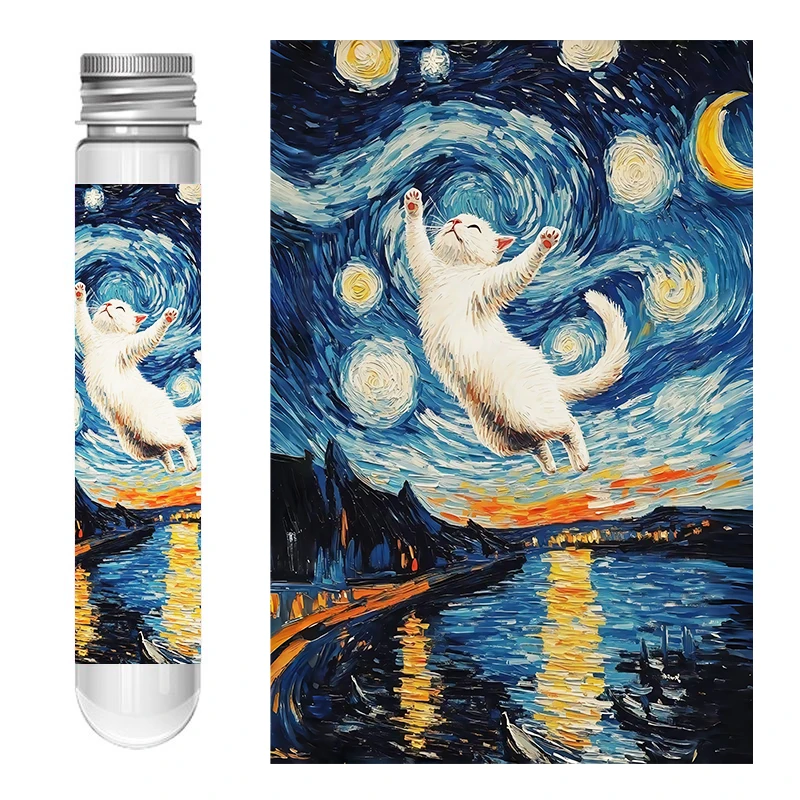 Starry Sky Fantasy Cat 150pcs Mini Test Tube Jigsaw Puzzle Easy JIgsaw Puzzle Decompression Toys Game Family