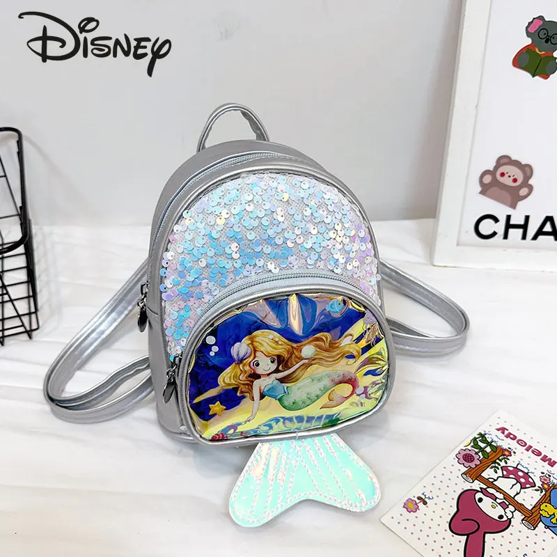 Disney Mermaid Children's Backpack Fashion High Quality Girls' Backpack Cartoon Versatile Multifunctional Student Backpack