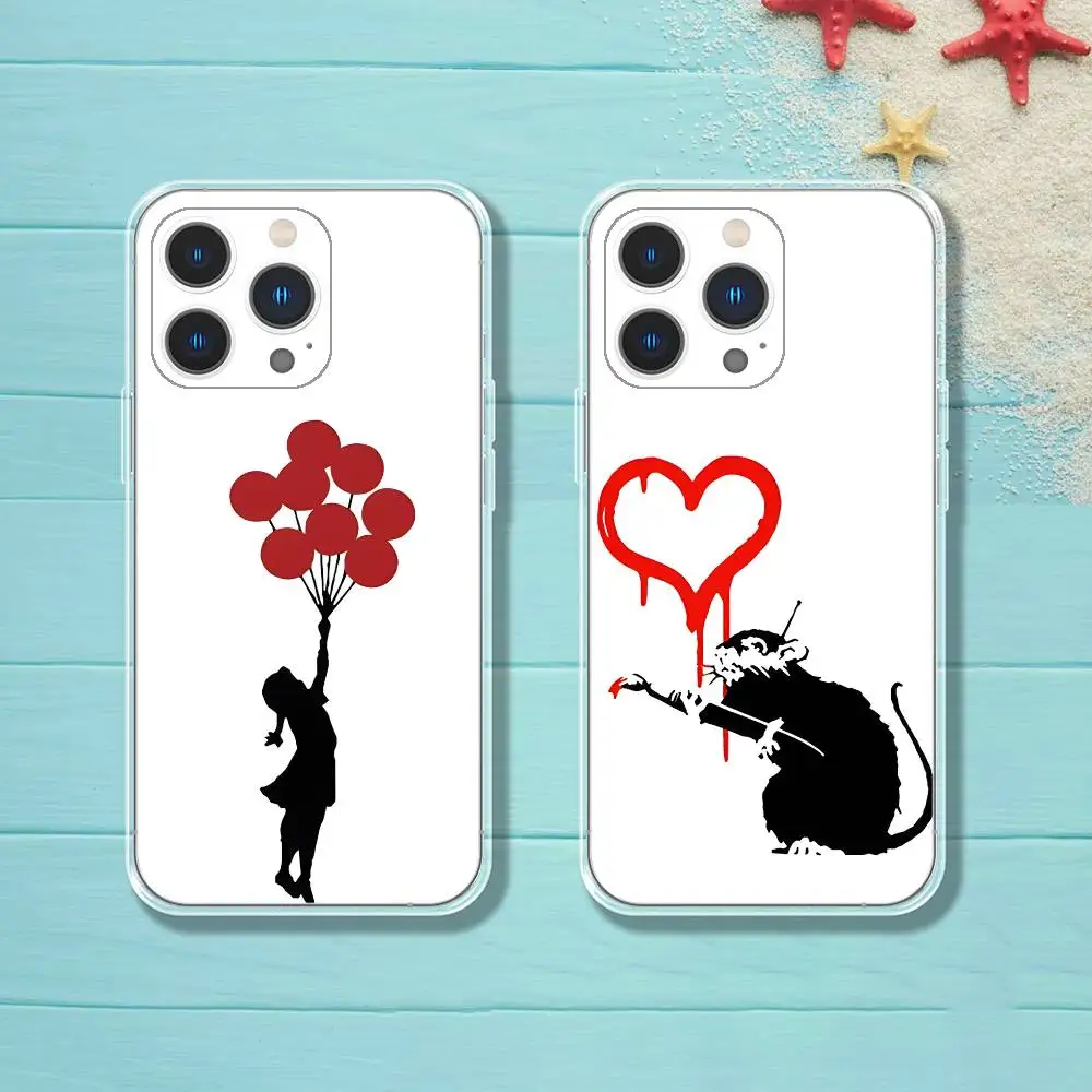 

G-Graffiti Artist B-Banksy Phone Case iPhone 16 17 15 14 13 12 11 Pro Max Plus Mini Clear Full Back Cover Silicone Soft Shell