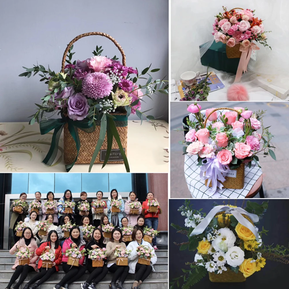 

Straw Woven Storage Basket Natural Safe Portable H Decorative Container Living Bedroom Office Wedding Party