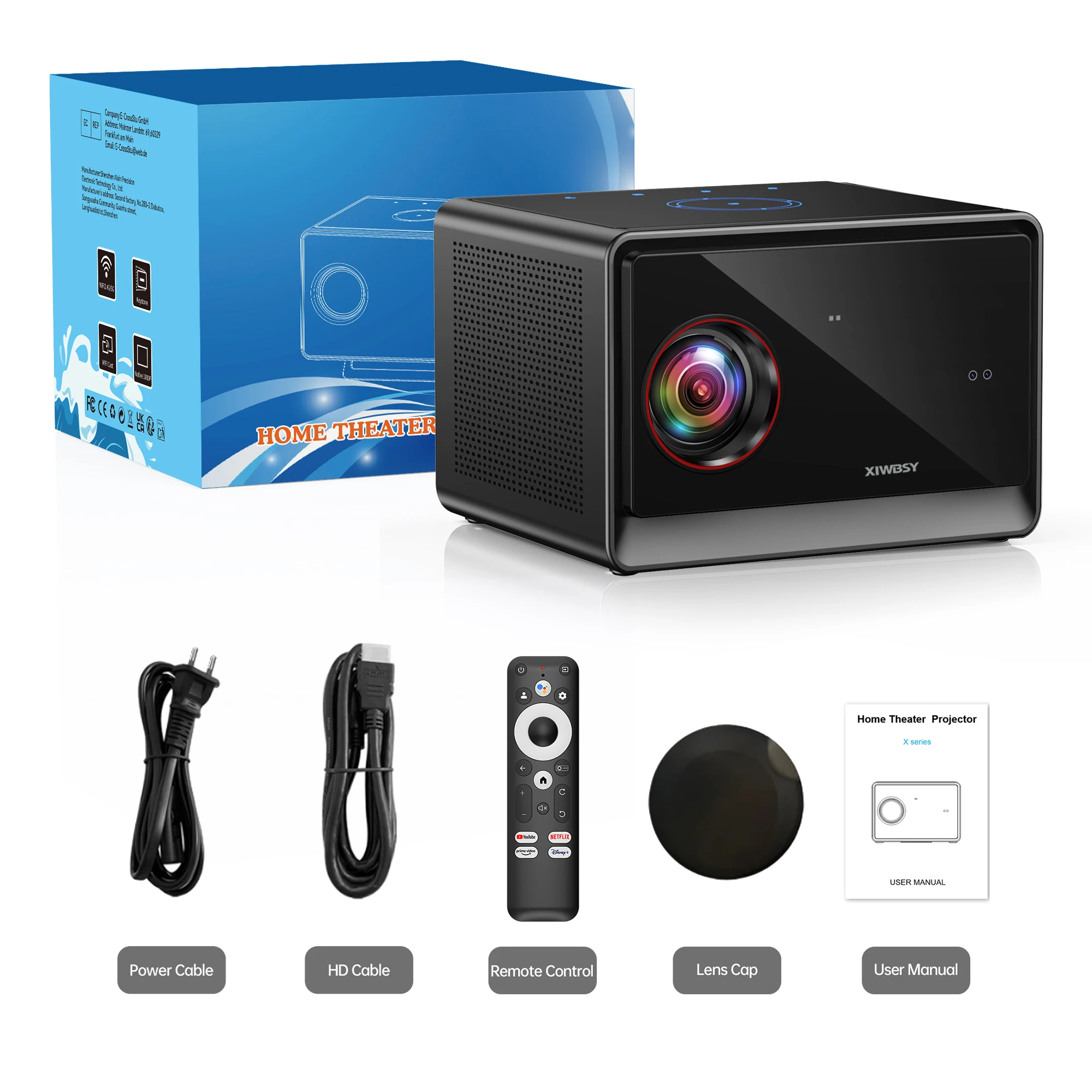 2026 XIWBSY 4K Android 14.0 Netflix Projektor 4000ANSI Google TV Projektor Outdoor-Filmprojektor Versiegelter Optischer Projektor – Detail 12