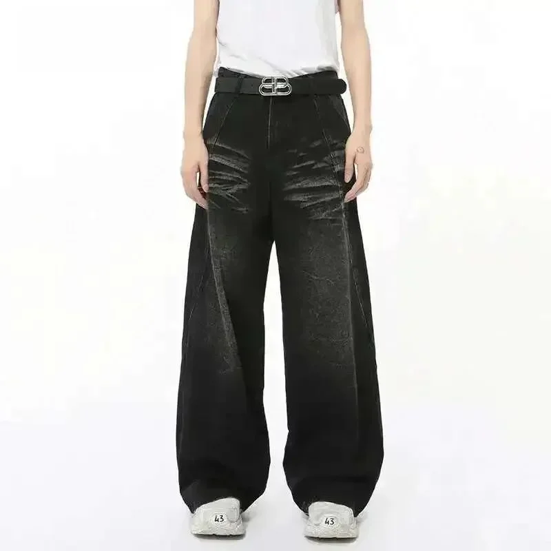 

IEFB High Street Men's Casual Waed Jeans with Whiskers Seven Sve Length Autumn Season Faionable Men's Clothing