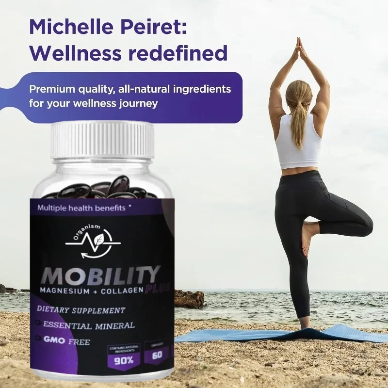 

Цитрат магния и колагена и магния с гиалуроновой кислотой и витамином С для поддержки костей и мышц, 60 капсул