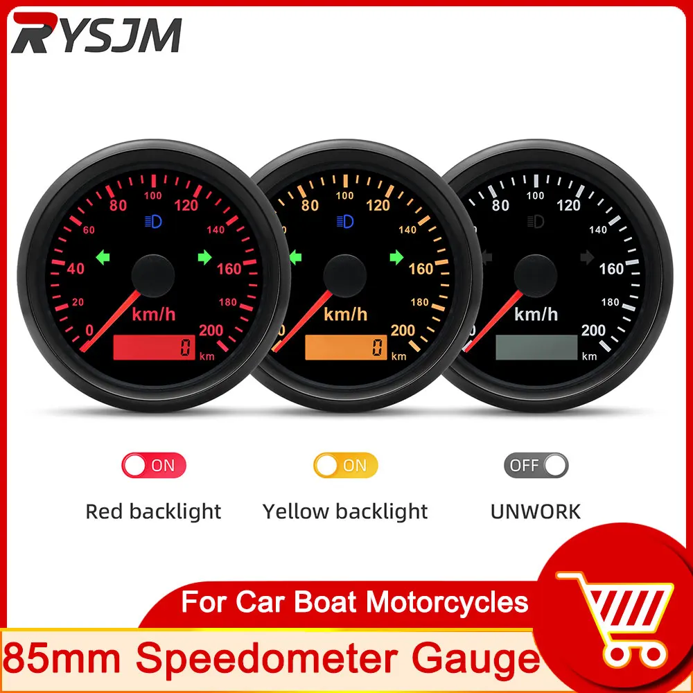 

85mm Speedometer Gauge 125 200 MPH KMH Pulse Speed Meter Odometer Pulse Signal Light for Diesel Gasoline 12V 24V customized