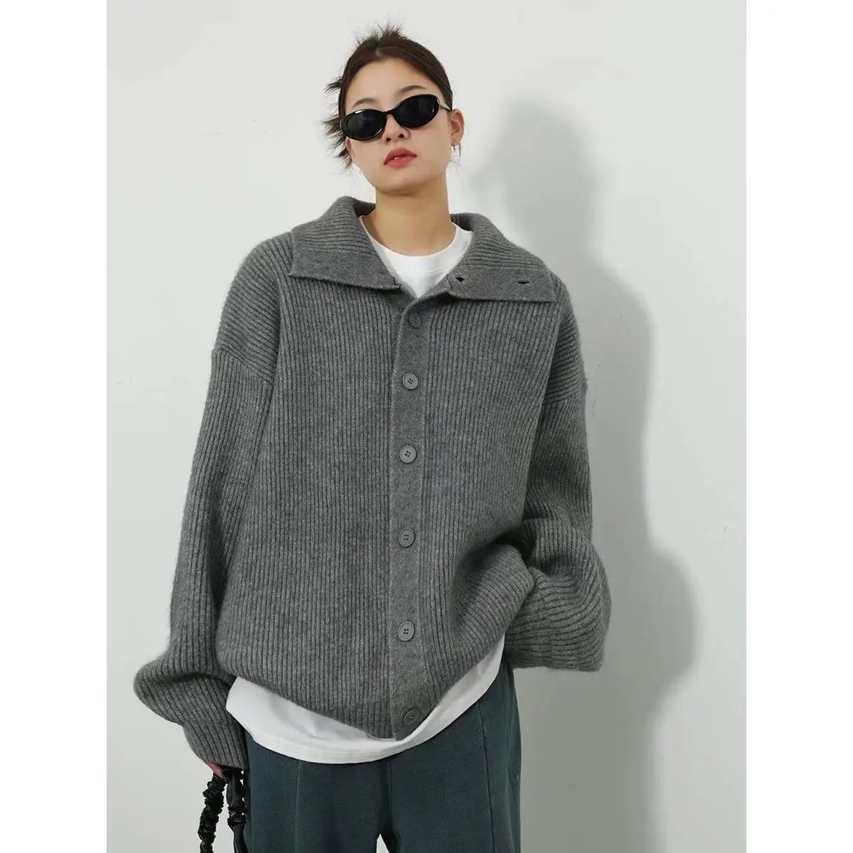 

Men's Thiened Autumn Winter Knitted Sweater Loose Fit Hong Kong Sle Casual Knitwear Polyester Fiber Winter Outerwear