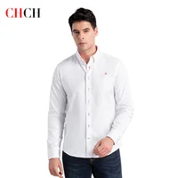 CHCH 2024 nueva moda 100% camisa de manga larga de algodón sólido ajustado ajuste masculino Social Casual camisas de negocios de alta calidad