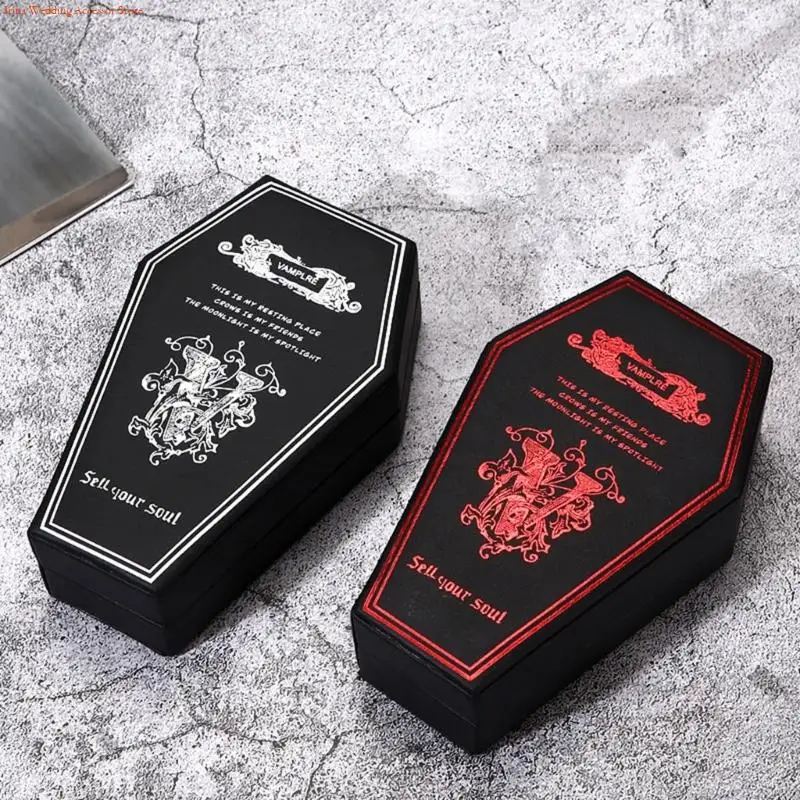 

G92D Ужасающая шкатулка для драгоценностей в форме гроба из искусственного материала, кольцо, ожерелье, органайзер, футляр для