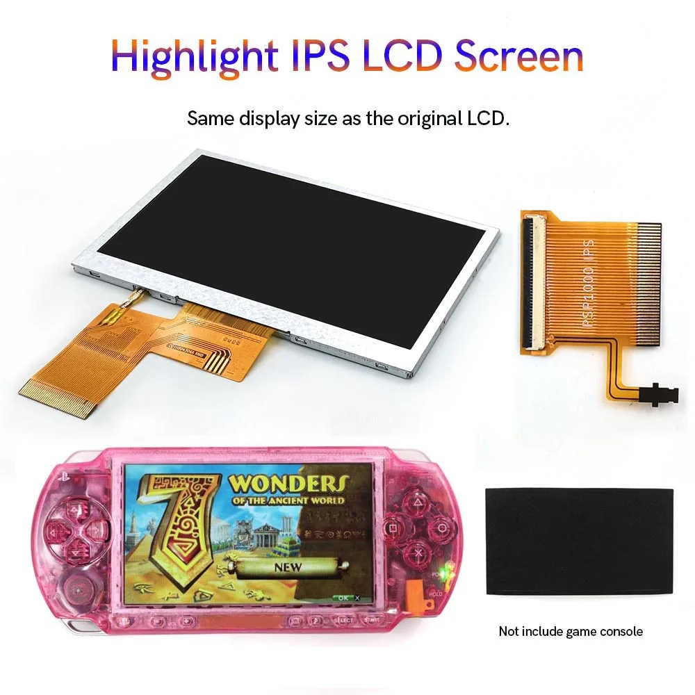 IPS LCD Screen For PSP1000 Game Console Special Cable For Sony PSP 1000 to IPS Screen LCD Display Highlight High Brightness Kits