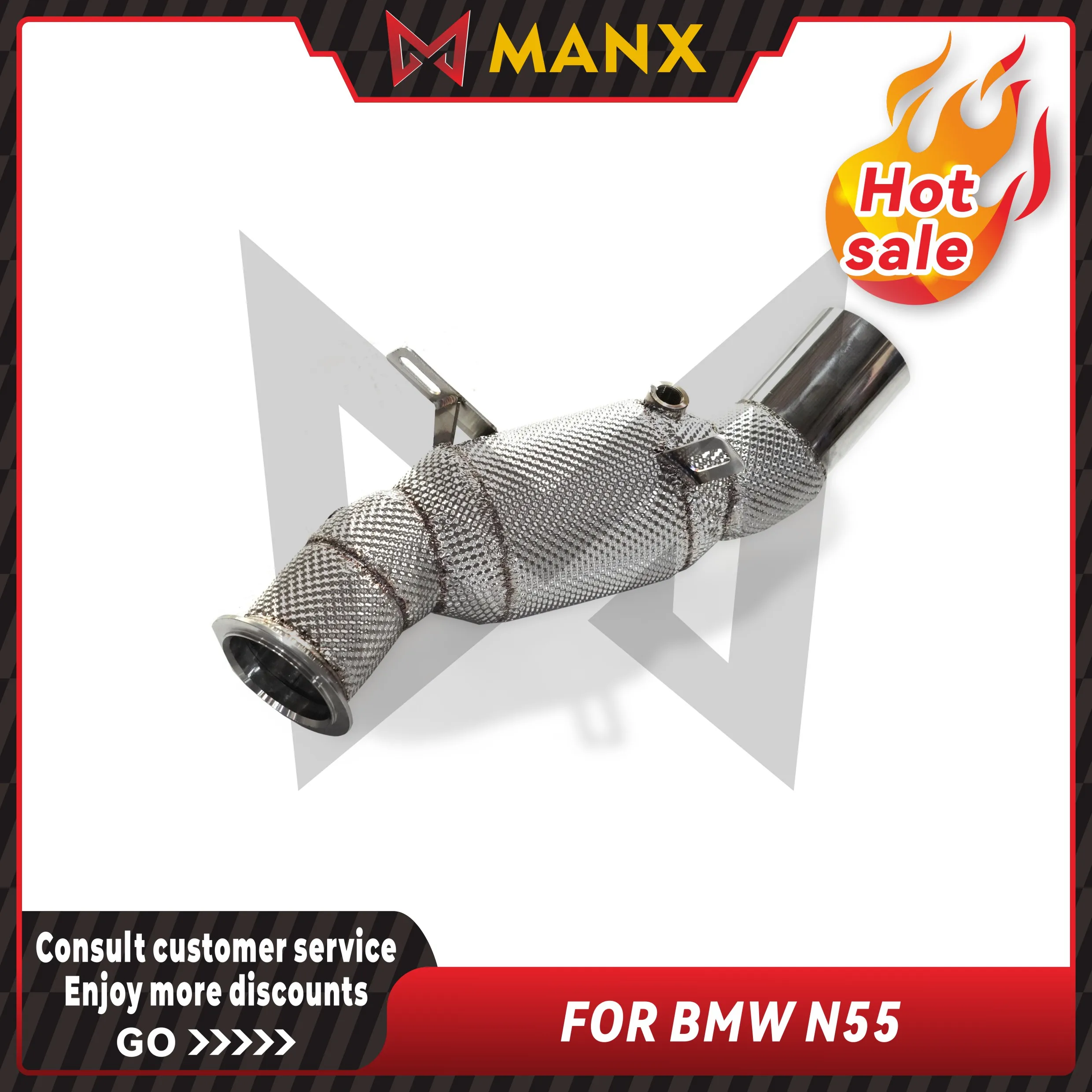 

Catalyzed Downpipe Catless Downpipe for BMW 5 Series N55 Stainless steel Performance Exhaust pipe with heat shield