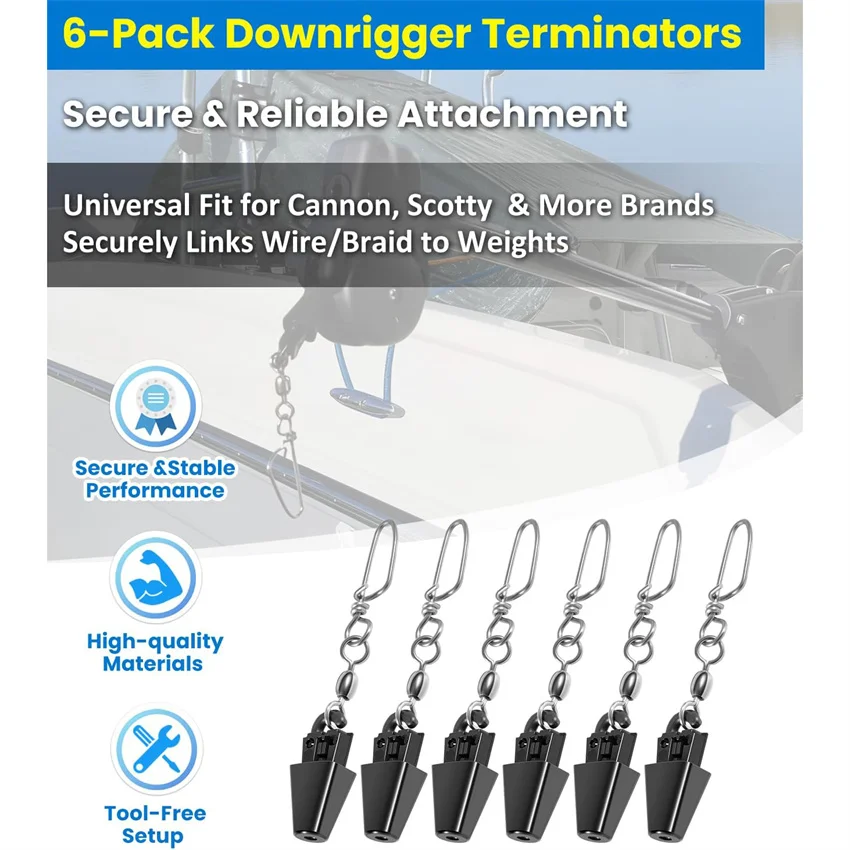 Downrigger-Kit mit Reparatur- und Terminator-Sets für die Wartung von Cannon-Hand-Downriggern + 6 werkzeuglose Leinenterminatoren für Cannon – Detail 2
