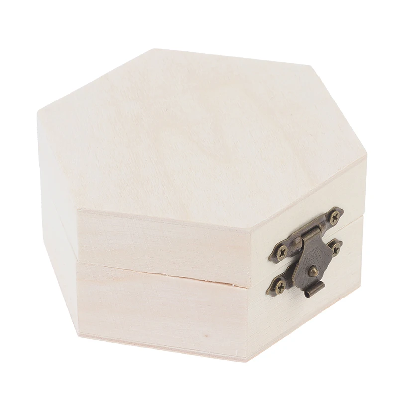 Hexagonal Shaped Wooden Storage Box Jewelry Wedding Gift Box Jewelry Display