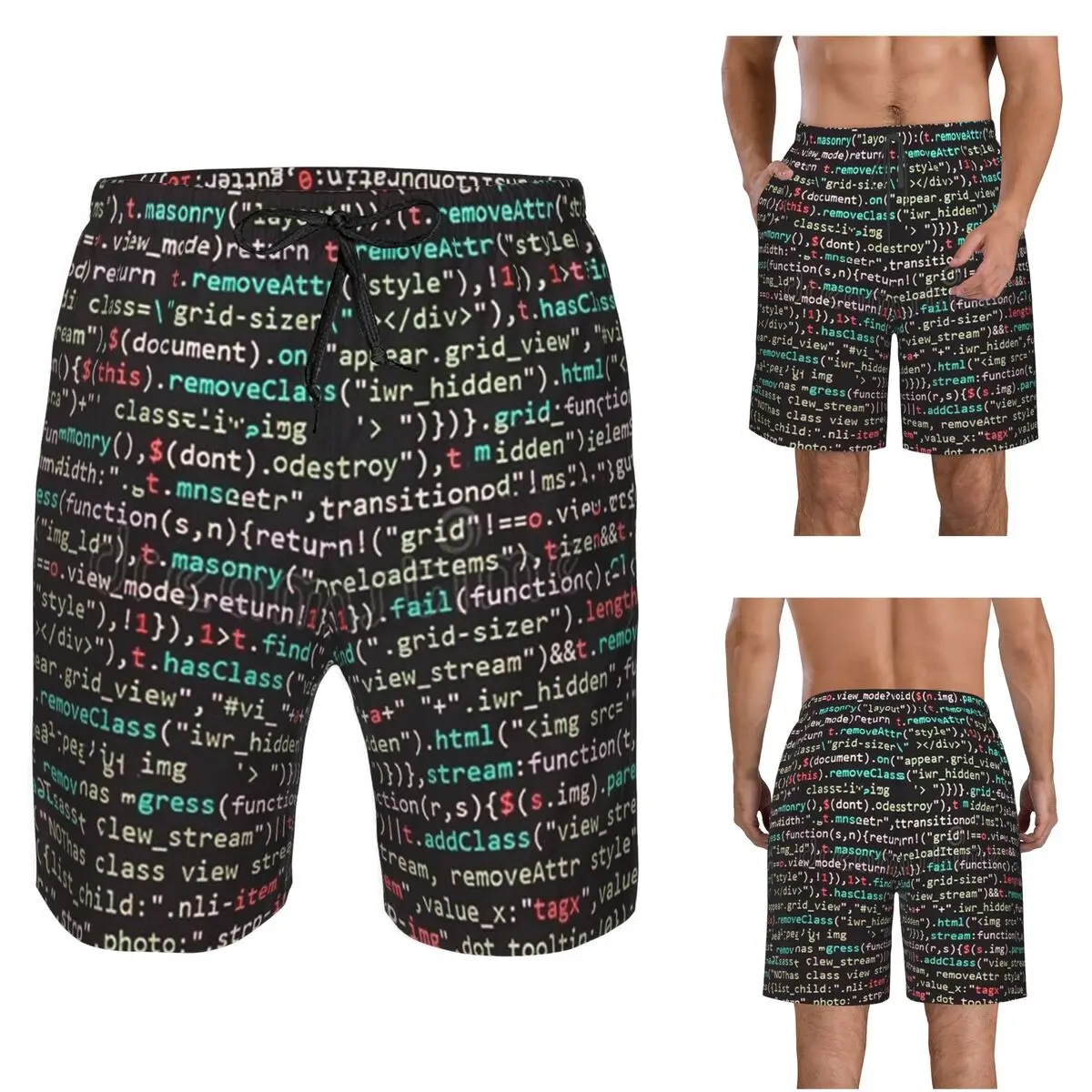 Java Script Code Trunks Beach Board Shorts Casual Quick Dry Swim Summer Men Pants