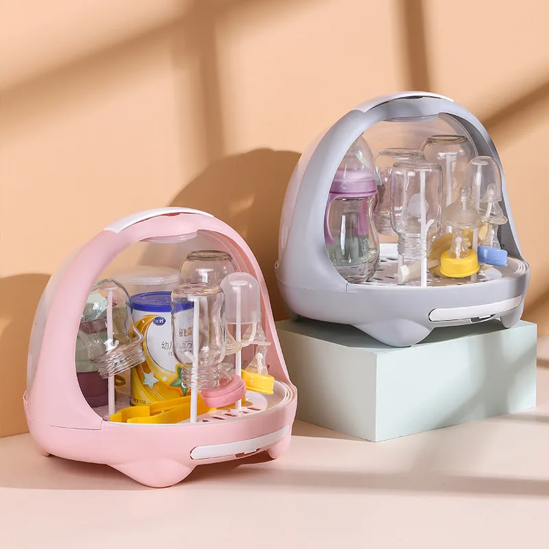 Baby Feeding Bottle Drying Rack Baby Bottle Holder Storage Box with Anti-dust Cover Dustproof Nursing Tableware Container JJ4309