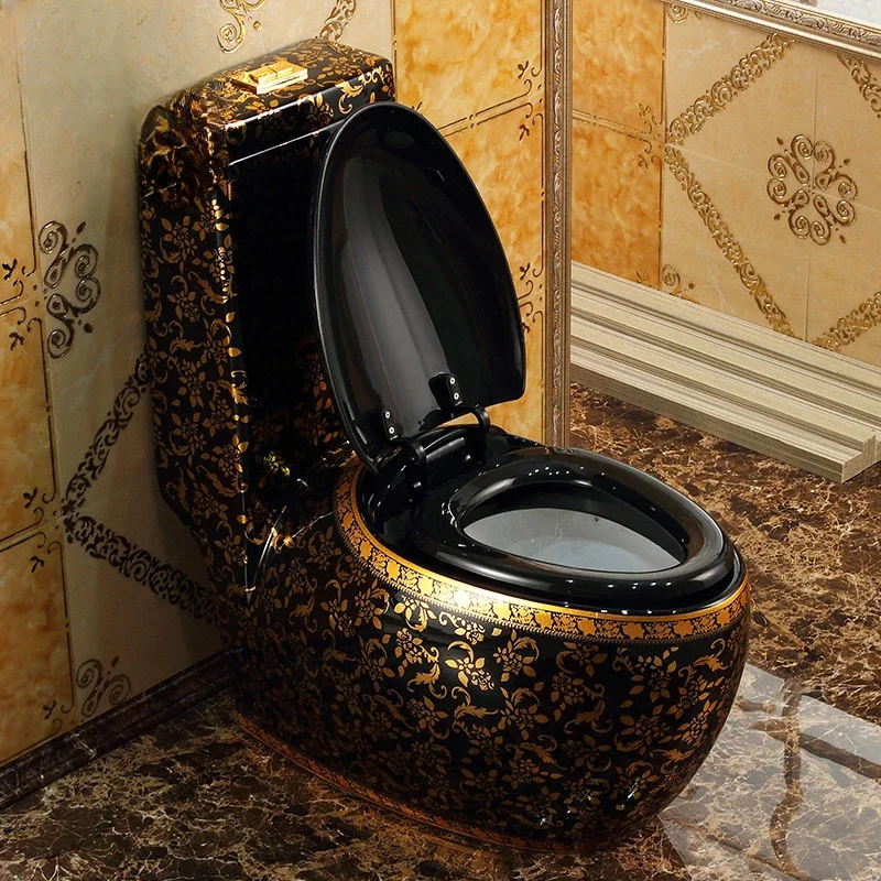 European new classic gold toilet, home egg shape, creative personality, black toilet, water saving color toilet