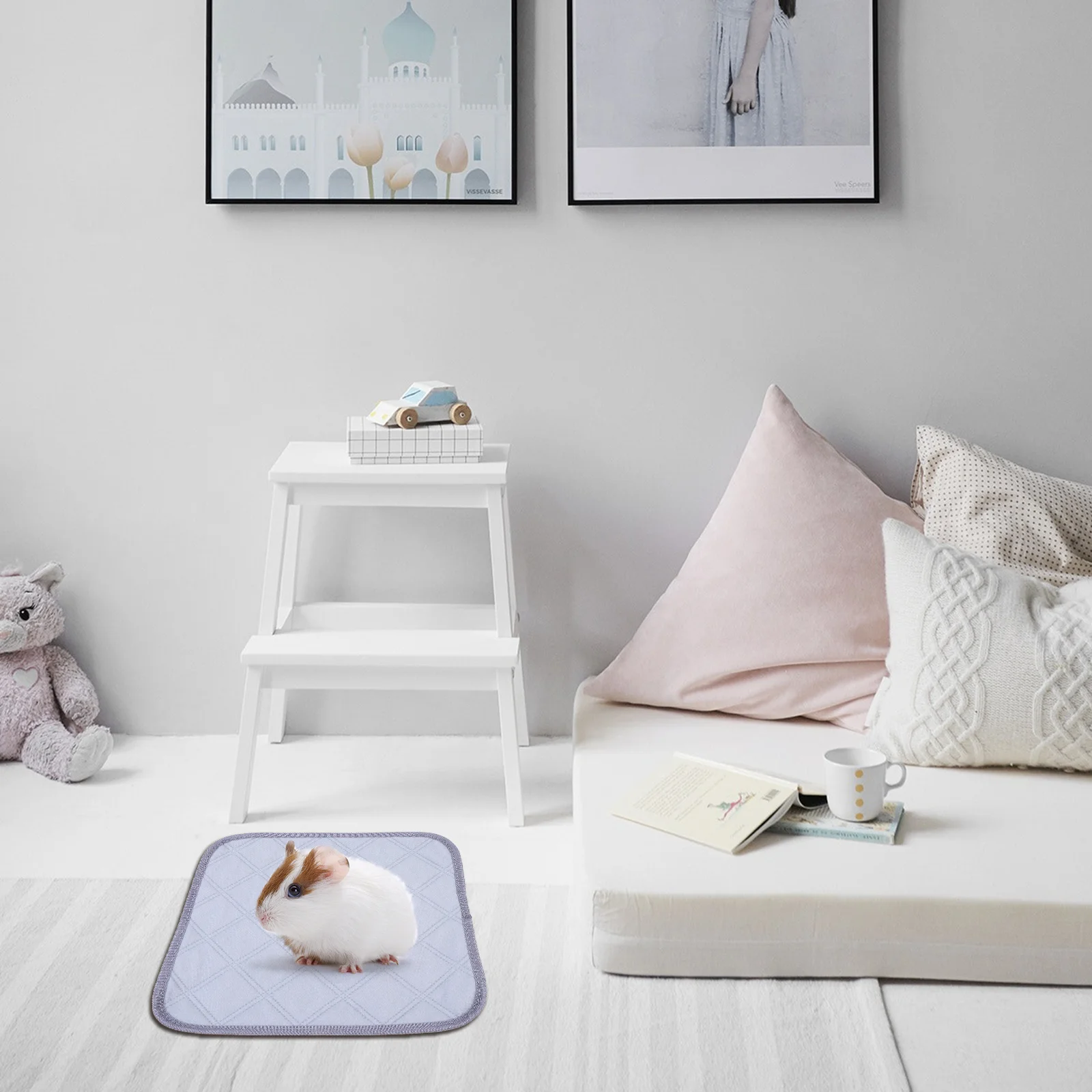 

4Pcs Pet Anti-Dirt Pee Pads Reusable Washable Breathable Waterproof Soft Guinea Pig Cage Liners Hamster Bedding Small Animal