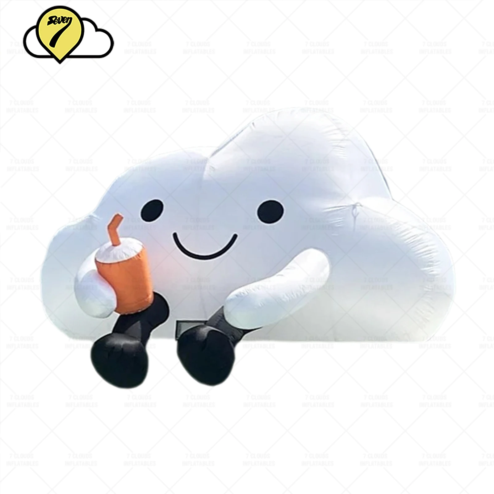 Cartoon Smiley Giant Inflatable Toys Air Blow Hanging Clouds Balloon Event Party Stage Street Advertising Decor with Blower LED