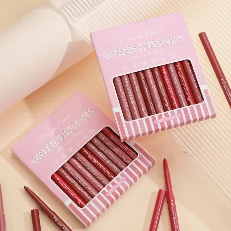 1/12 Pcs Waterproof Lip Liner Pencil Nude Color Matte Lipliner Moisturizing Long Lasting Lipstick Professional Makeup Lip Tint