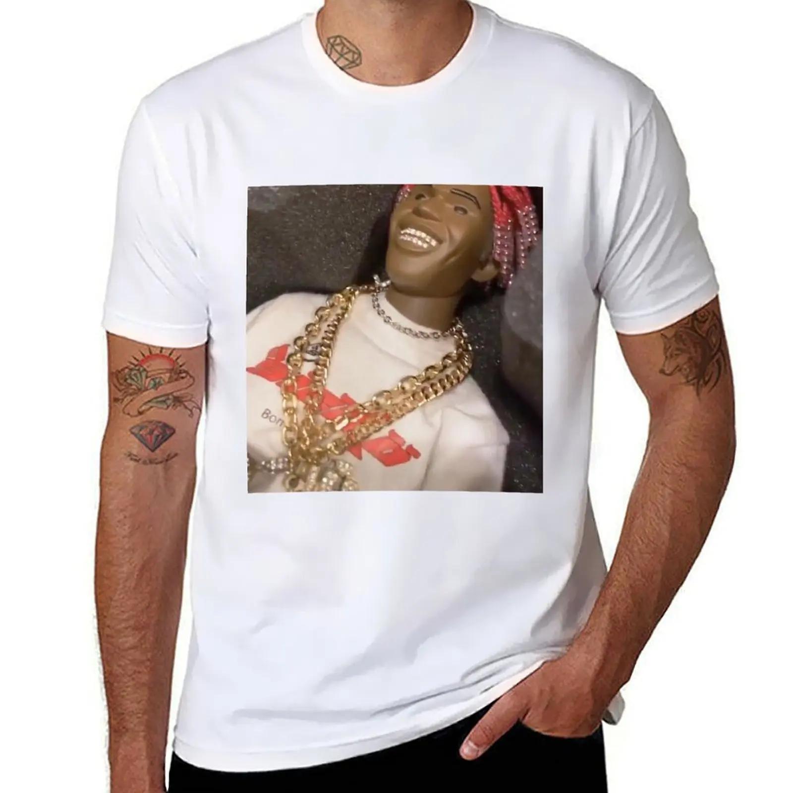 

LIL YACHTY DOLL W/ CHAINS T-Shirt anime t shirts for man t shirts for man cotton soft T-Shirt