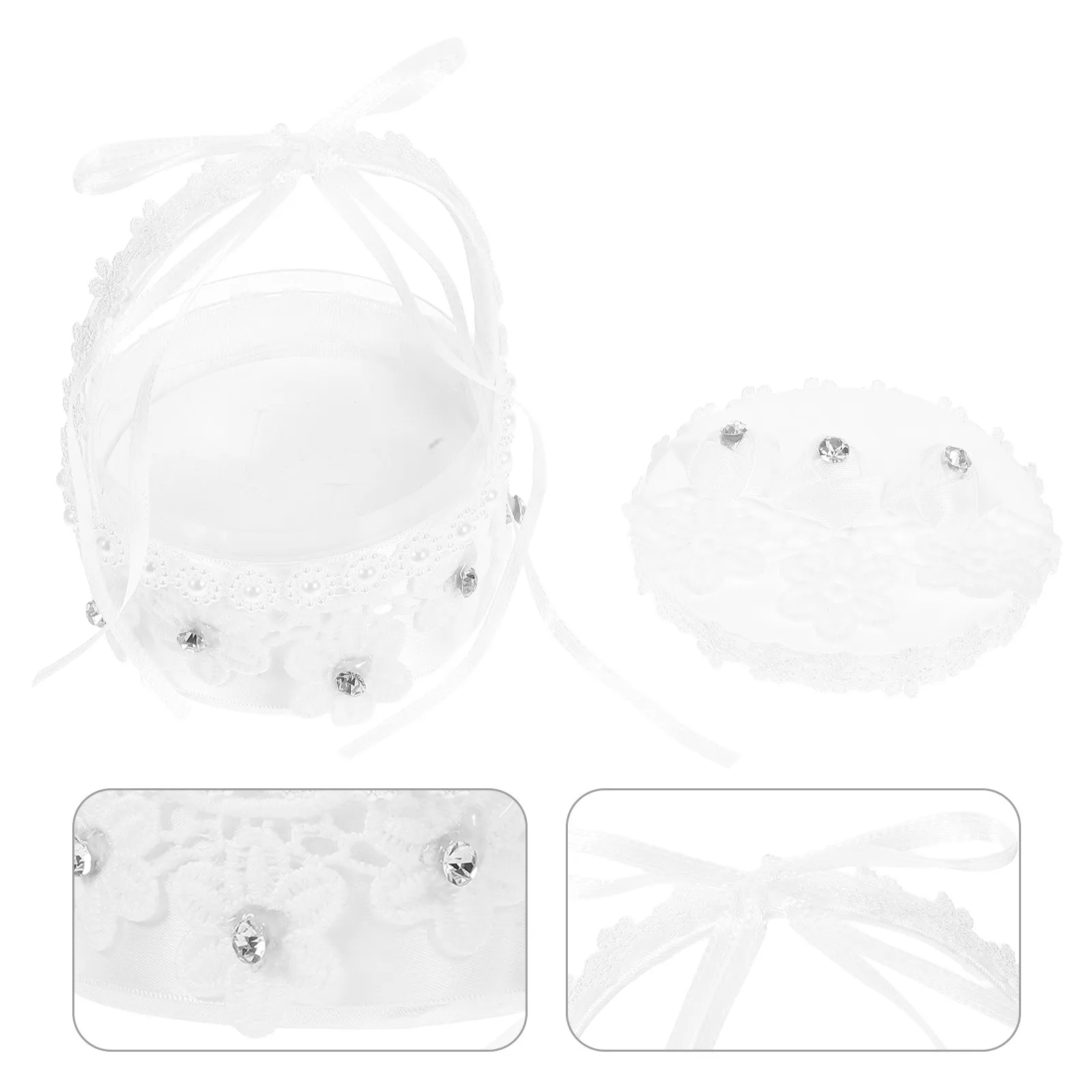 

Wedding Ring Box Satin Lace Design Portable Ring Holder For Bridal Ceremony Engagement Proposal Jewelry Display Vintage Keepsake