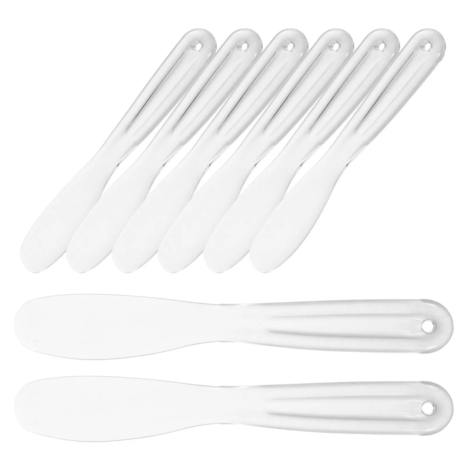 8Pcs Plastic Mask Spatula Thickened Clear Applicator Facial Body Mask Scoop Skincare Mixing Tool Smooth Makeup Beauty