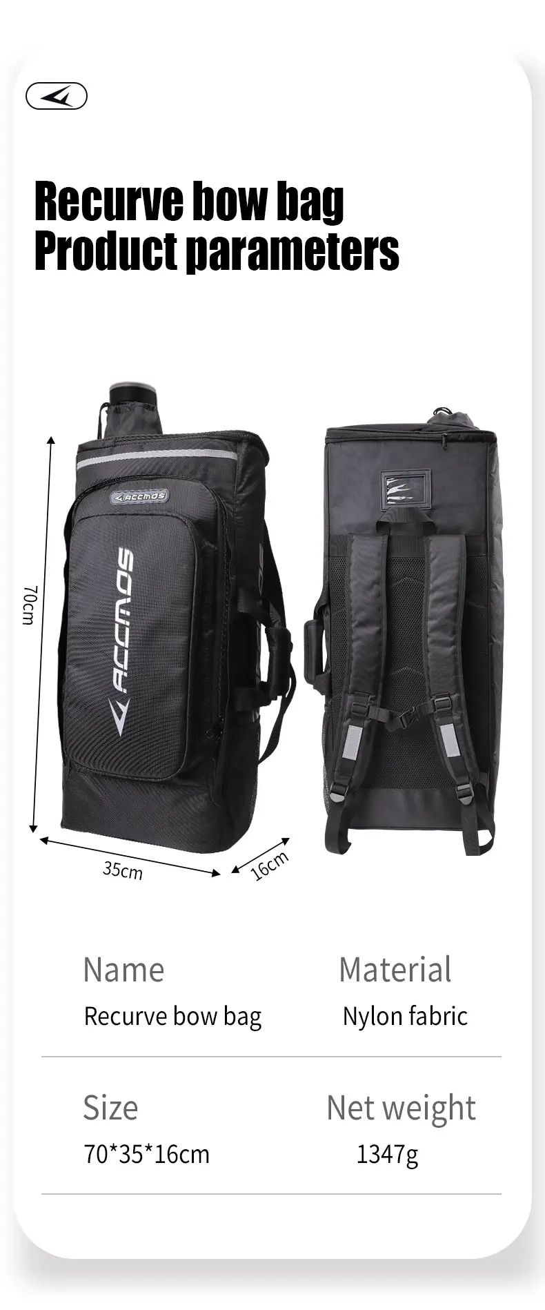 Wasserdichter Recurve-Bogenkoffer Bogenschießen-Rucksack Große Kapazität Bogen-Pfeil-Tasche für Outdoor-Sportausrüstung – Detail 7