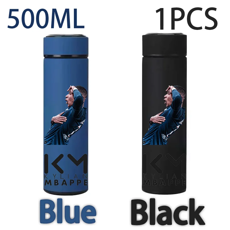 Kylian Mbappe 500ML roestvrij staal geïsoleerde beker blauwzwart voetbalster perifere waterbeker MBAPPE kinderen volwassen drinkbeker