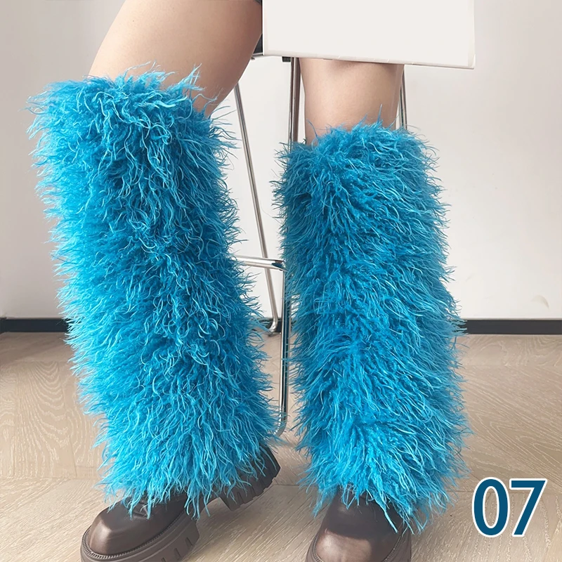 

Меховые гетры Y2K для девочек в стиле панк, готики, гетры из искусственного меха, женские бахилы, хипстерские носки до колена, пушистые чулки