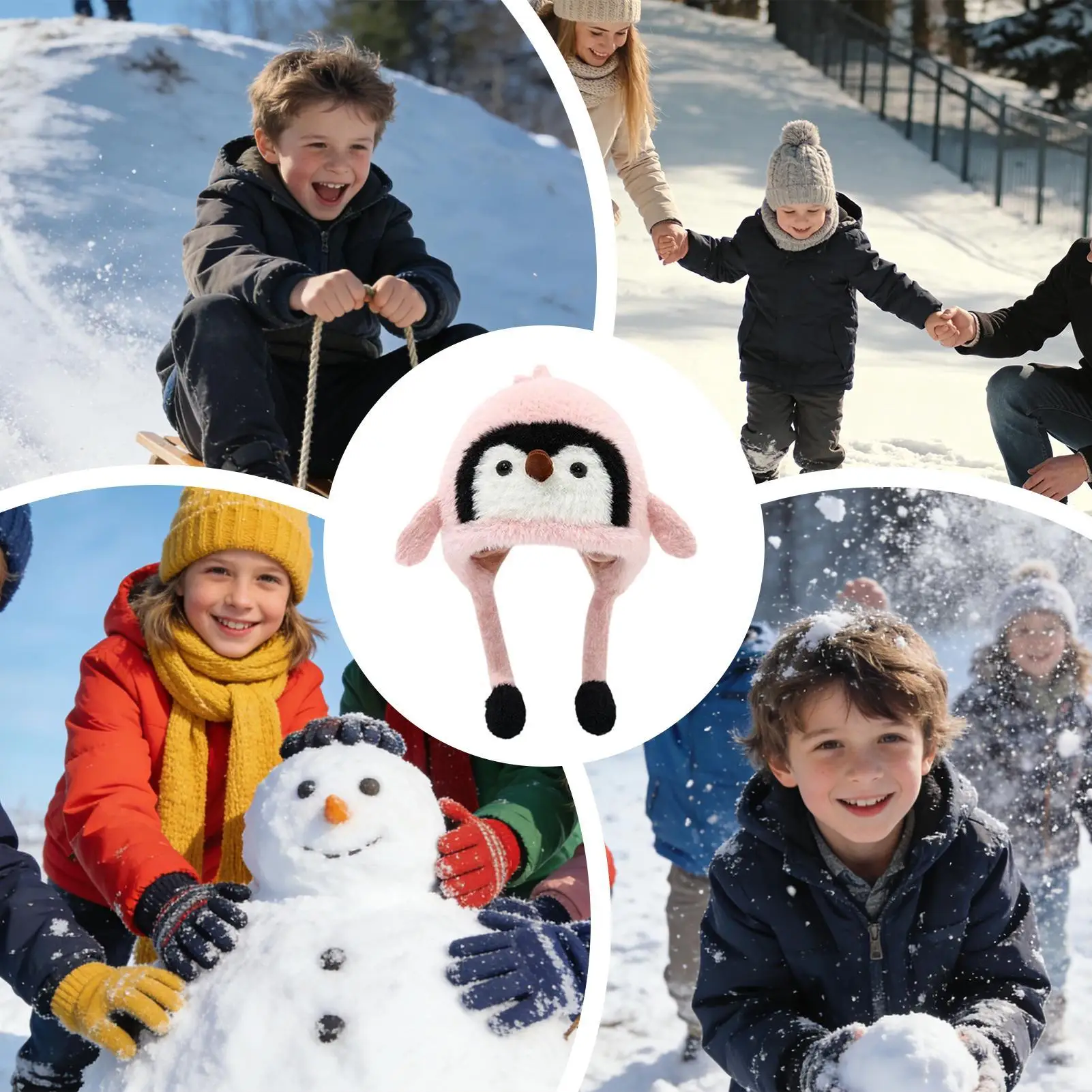 

Animal Hat Costume Penguin Costume Headwear Plush Winter Hat With Ear Flaps For Girls Boys Kids Vacation Fishing Camping