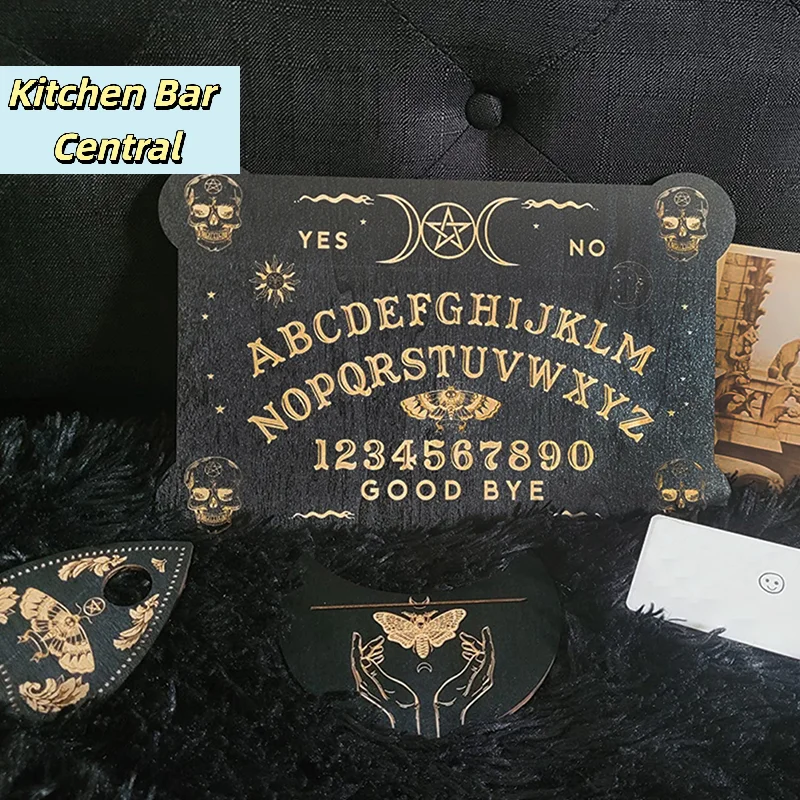 【12inch Wooden Divination Pendulum Board Engraved Magic Board Ouija Board Metaphysical Message Pendulum Board Kit】