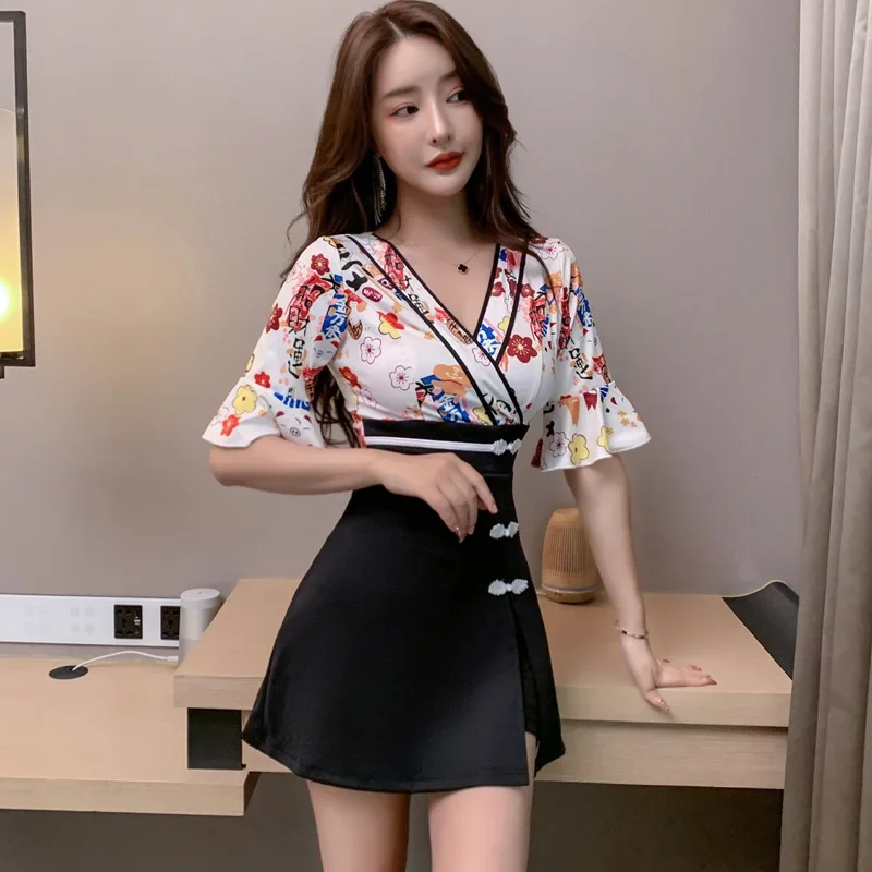 Women Work Clothes Shirt Short Skirt Suit Hotel Waiter Beauty Salon Spa Massage Nail Cafe Foot Bath Technician Overalls Uniform