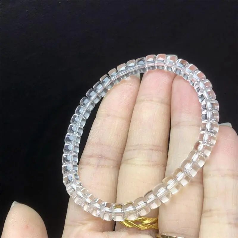 

6MM Natural Clear Quartz Facet Bead Bracelet String Charms Strand Exquisite Jewelry Gift Healing Crystal Energy Gift 1pcs