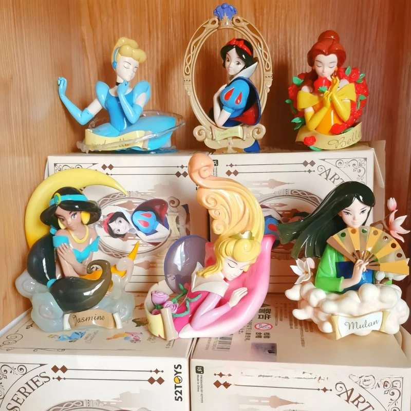 

Disney 6 Style Princess Blind Box Art Reflection Series Mysterious Surprise Box Figure Cinderella Aurora Desktop Decor Toy Gift