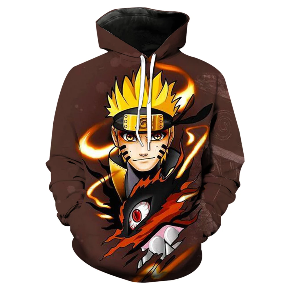 2024 New Fashion Japanese Anime Naruto Men's Hoodie 3D Printed Uzumaki Naruto Pattern Sweatshirt Street Style Casual Pullover