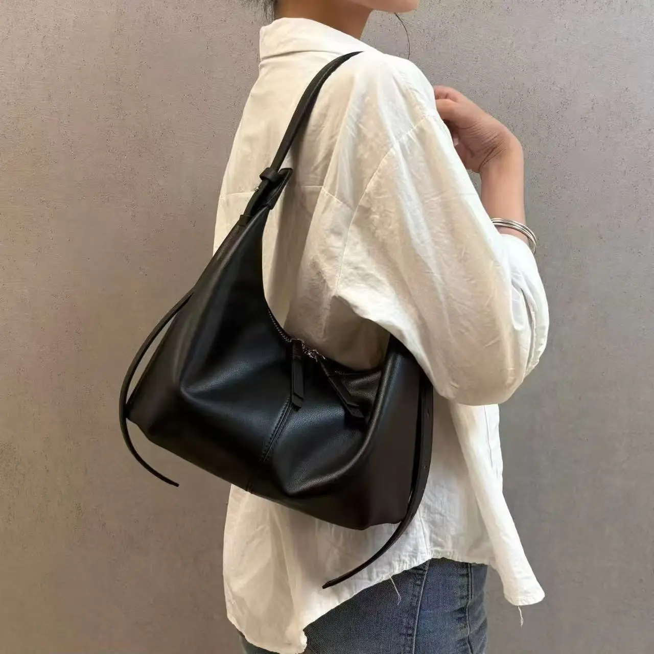 New Fashion Korean Version Underarm Bag For Women Senior Sense Trendy Shoulder Bag Genuine Leather Crossbody Commuter Bag
