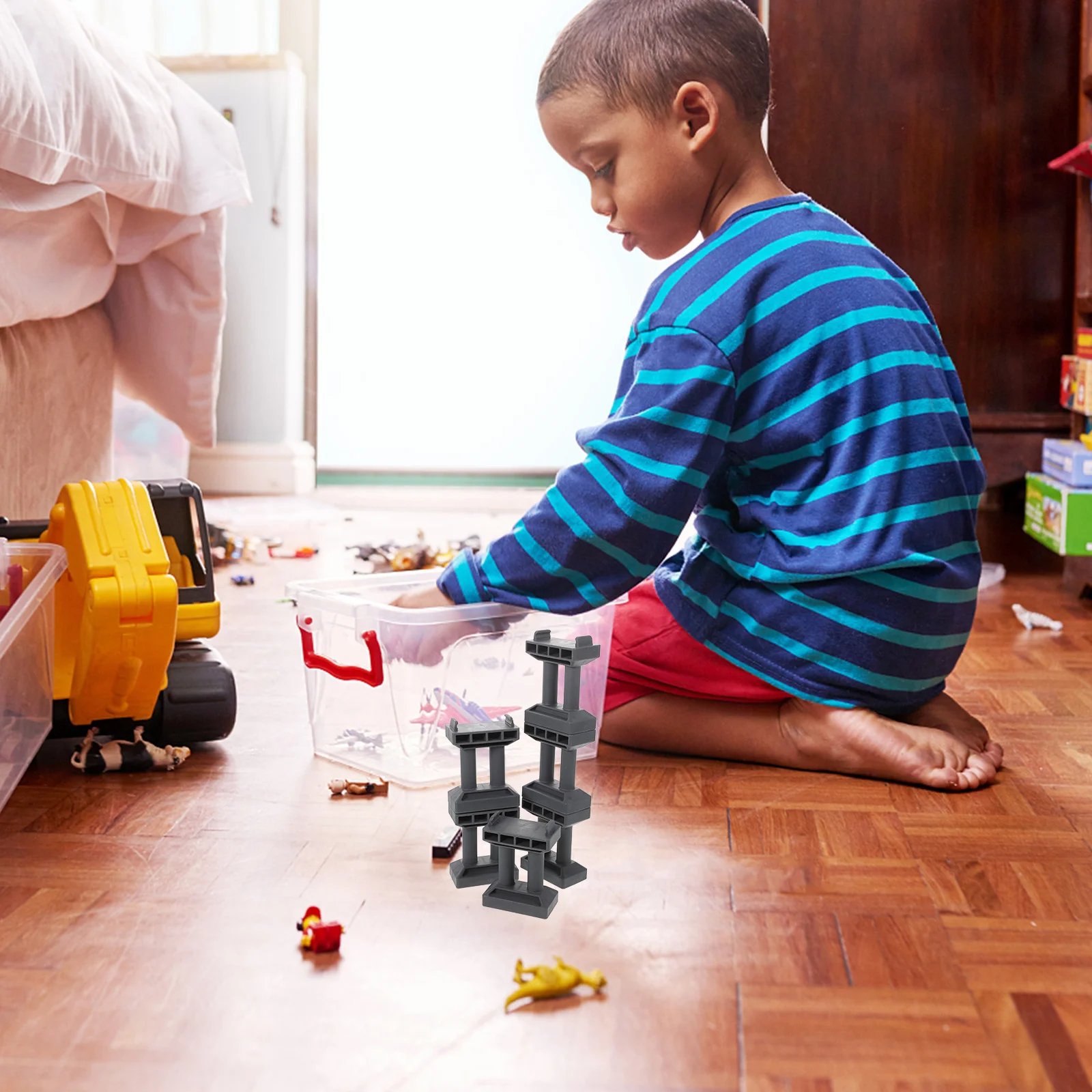 6 pezzi accessori per molo ferroviario treni giocattolo ponte decorativo modello di gioco per bambini simulazione pista finta plastica divertente fai da te