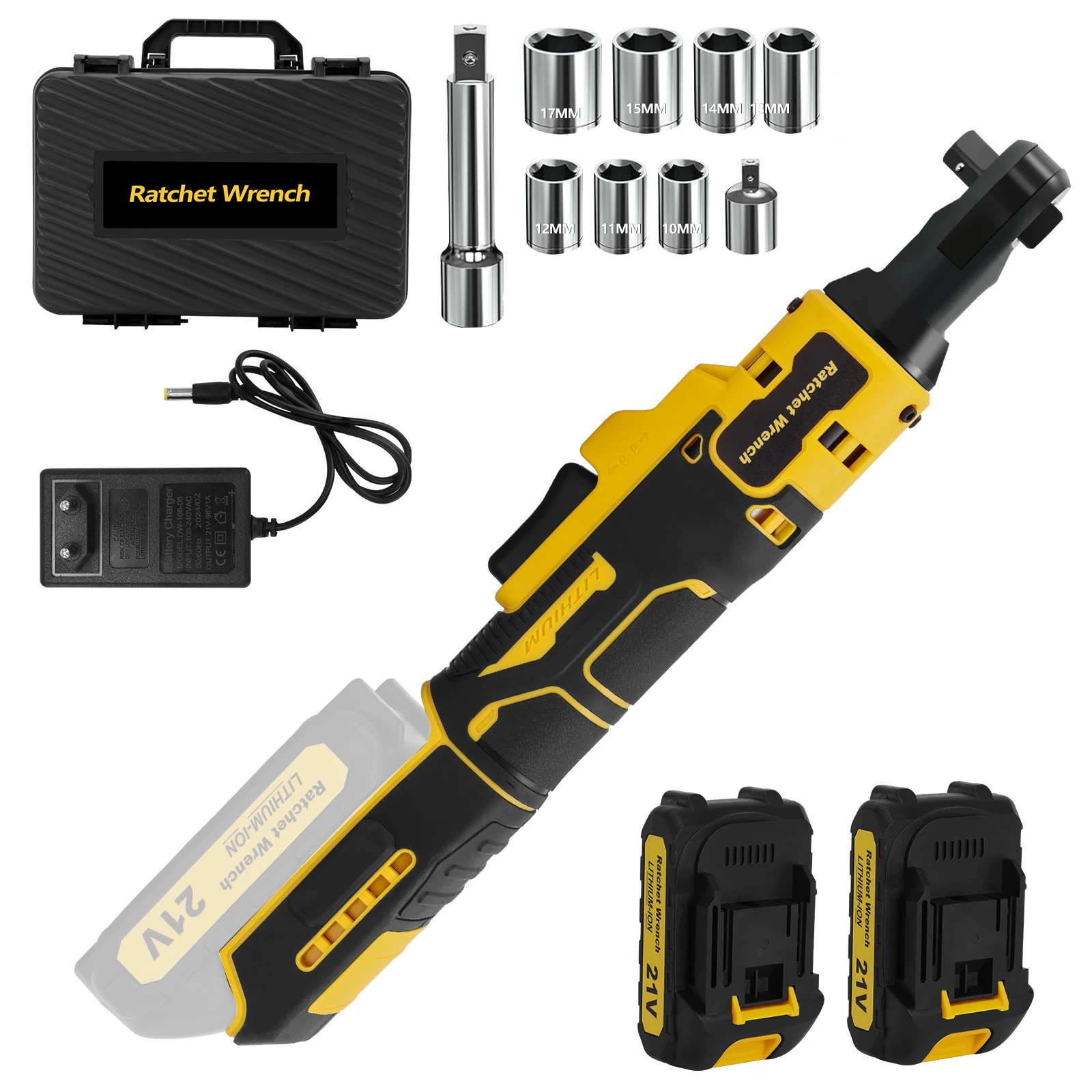 3/8 Inch Electric Ratchet Wrench Cordless Variable Speed Nut Removal Wrench 45N.m Torque, 3/8
