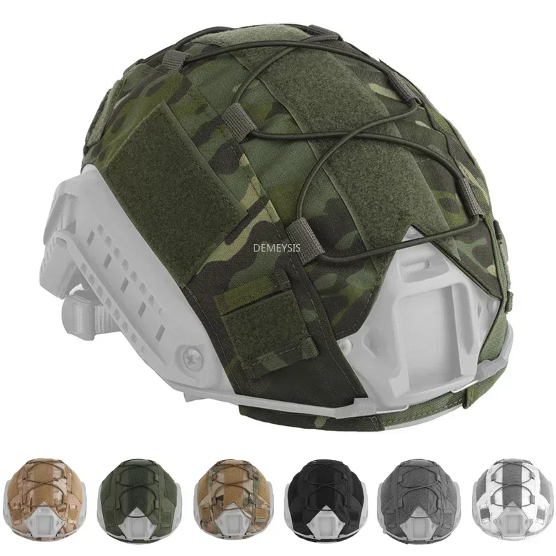 Capa de capacete tático rápido, leve, para caça ao ar livre, tiro, jogo de guerra, pano camuflado, capa de capacete de paintball