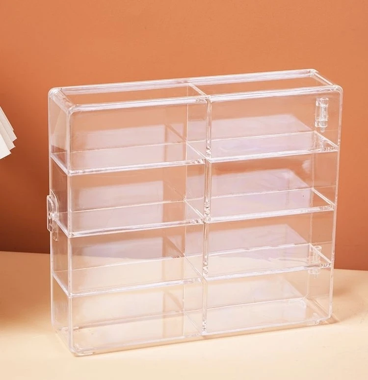 High Quality Acrylic Display Cabinet With 8 Slots  Transparent Art Storage Box For Toy Figurine Car Model Mini Cartoon Doll